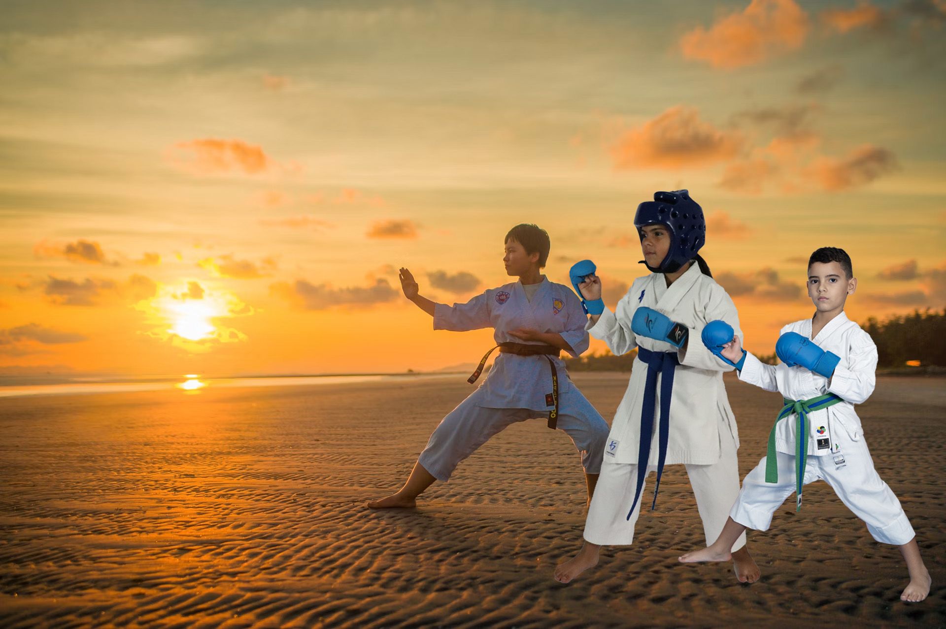 Practicante de karate en acción
